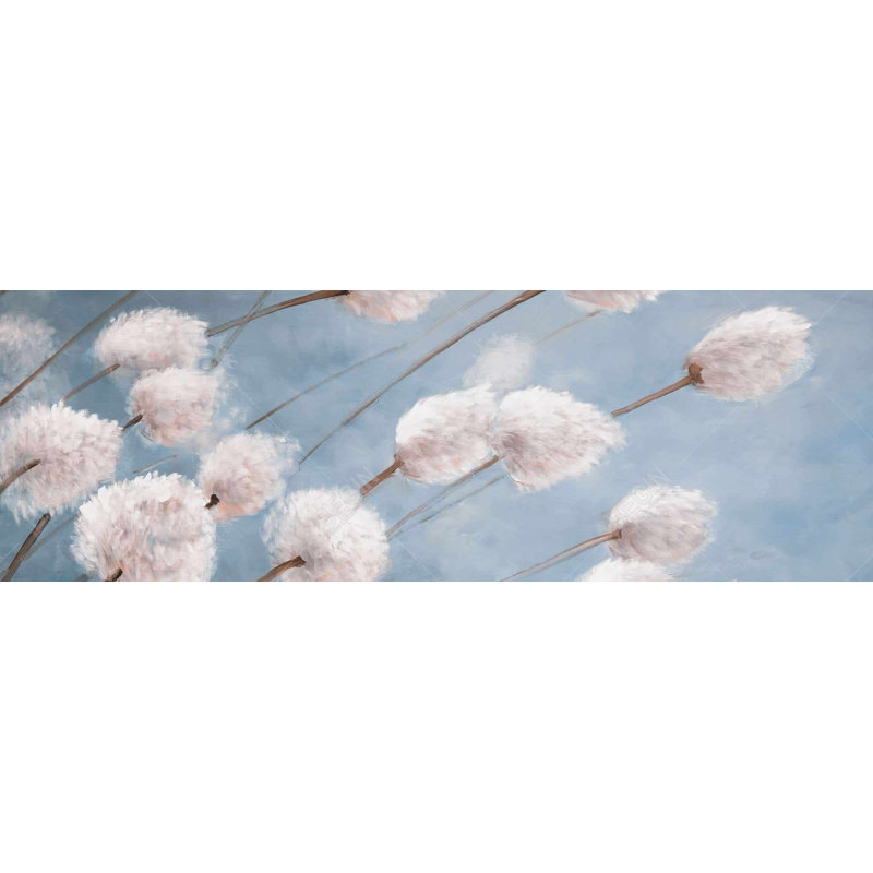 "Fleurs de coton délicates" sur toile, H 16 po x l 48 po