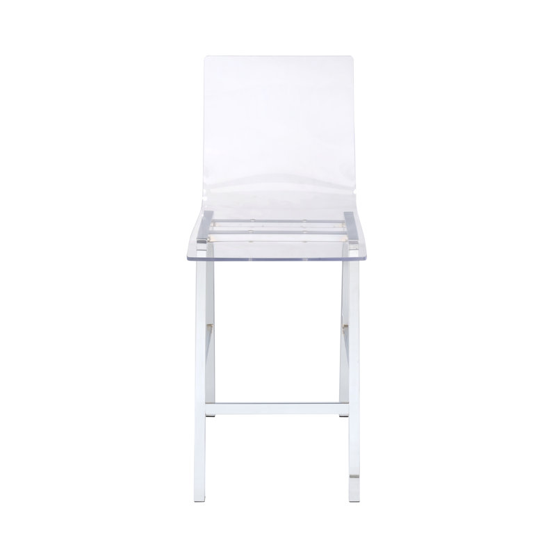 Chaise sans accoudoirs Nadie, transparente et chromée