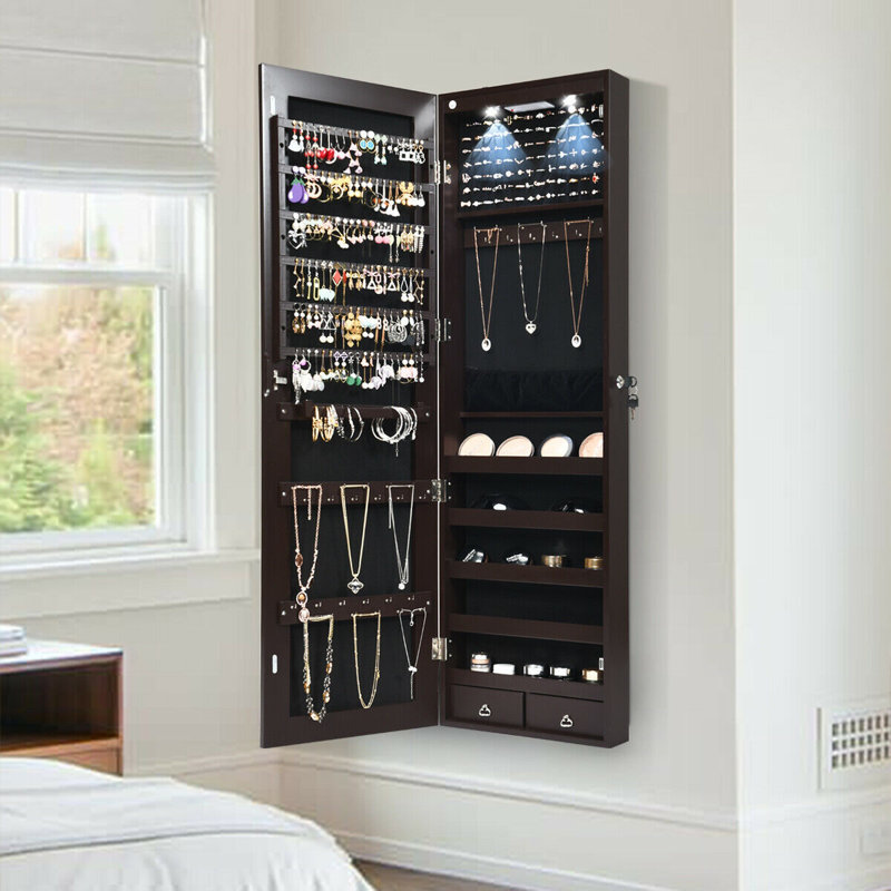 Armoire à bijoux avec miroir Argante, Brun