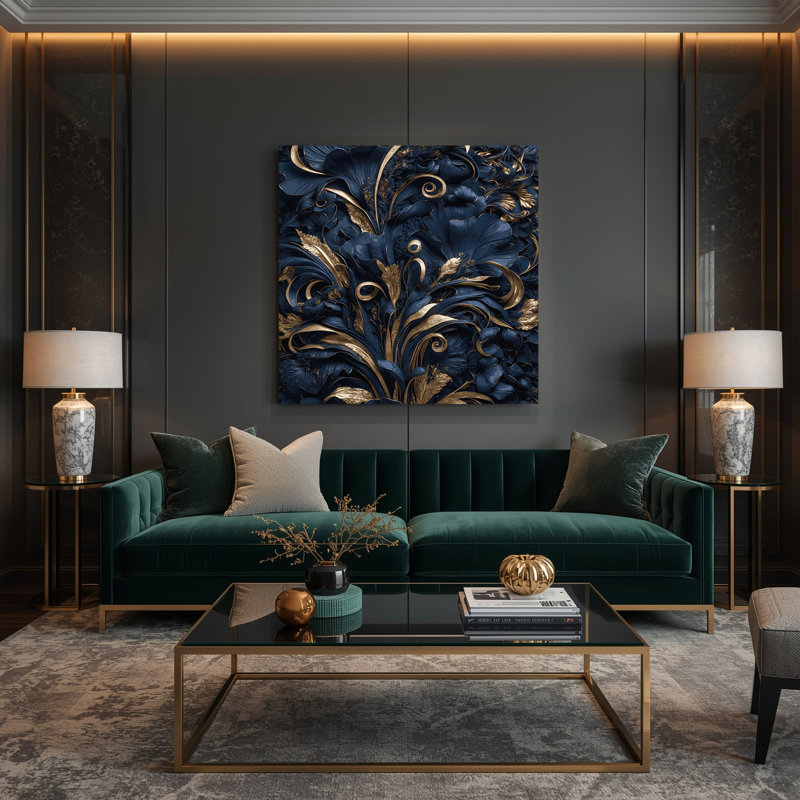 "Abstract Florals 2", art mural sur toile grise, H 12 po x l 12 po
