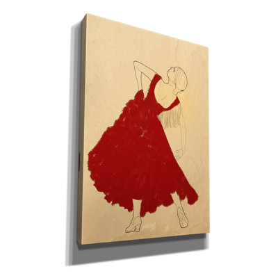 «Danseuse de flamenco espagnole dans une robe rouge» par Sabrina Balbuena, art mural sur toile, 18 po x 26 po
