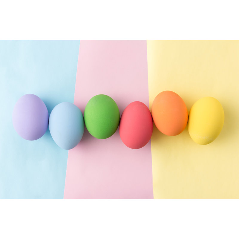 Pastel Easter Eggs In Top View - Wrapped Canvas Print, 30cm H x 46cm W x 3.8cm D
