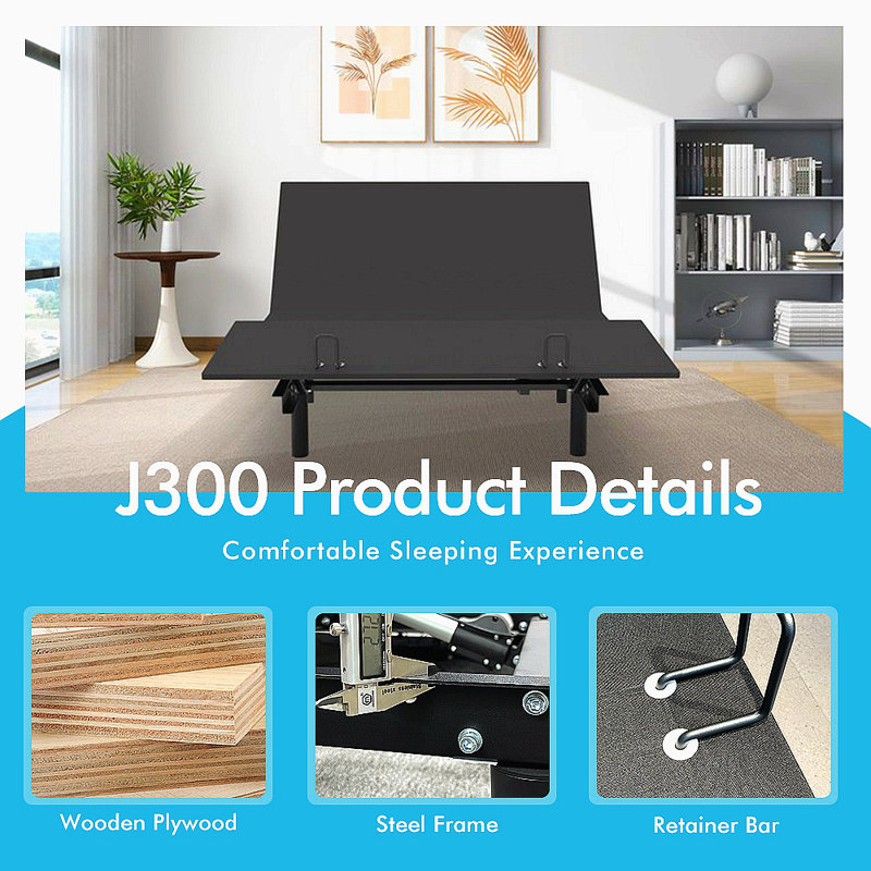 Adjustable Bed Base Frame - Twin XL - Head And Foot Incline - Zero Gravity - Under Bed Lighting - Wireless Remote Control - Typea - Typec