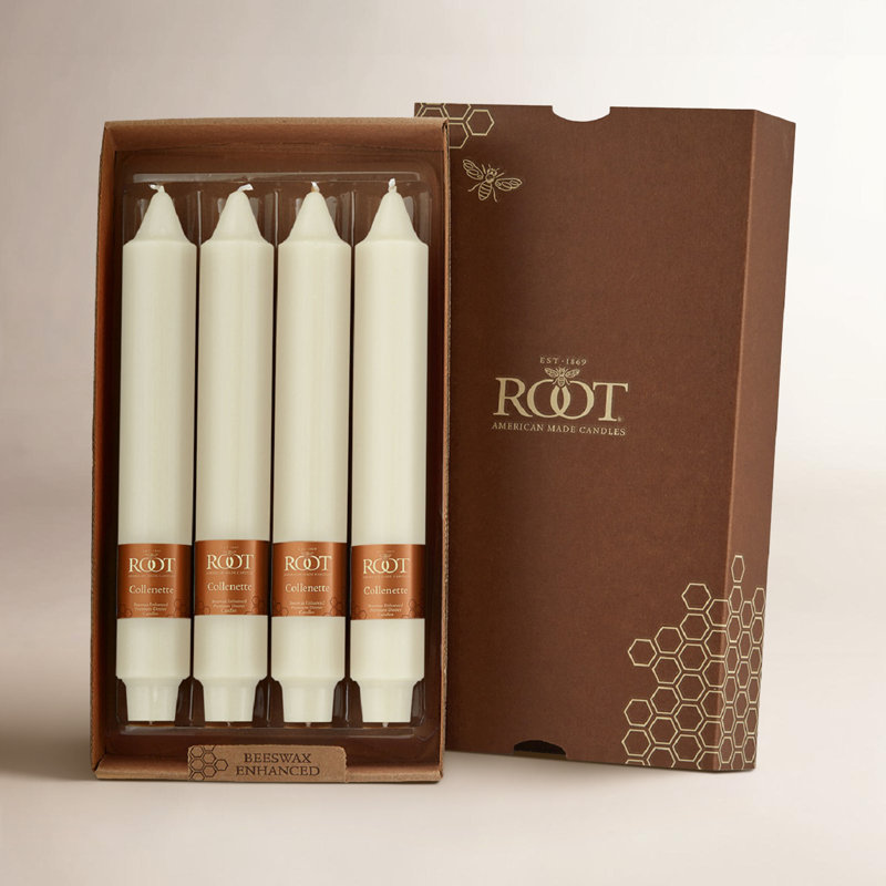 Bougie lisse sans parfum Collenette, H 9 po x l 1,25 po x P 1,25 po, Ivoire