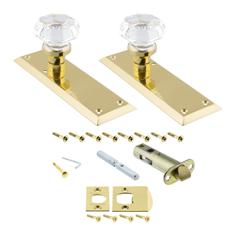 New York Plate with Waldorf Door Knob, Unlacquered Brass, 2-3/8"