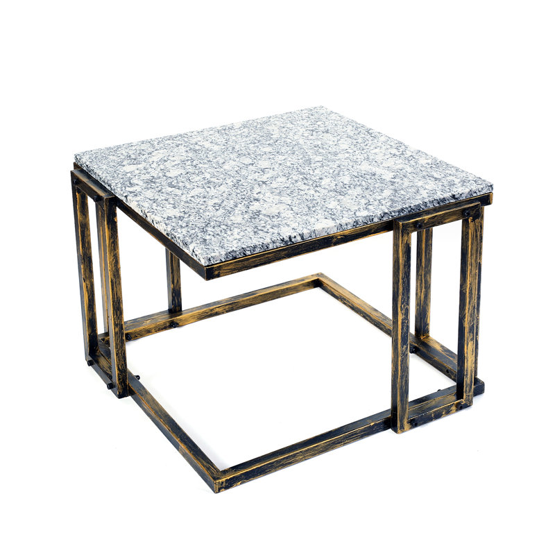 Support pour plante en métal 14,5 "noir / doré pour table en marbre de granit - largeur de 21,56 po