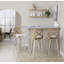Tabouret de bar à hauteur fixe avec pivot en bois blanchi et similicuir blanc avec repose-pieds rond en métal chromé - ensemble de 2