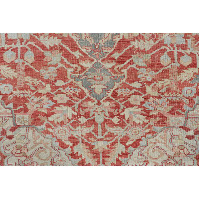 Antique Afghani Heriz Rug In Red And Teal Floral Design - Rug & Kilim