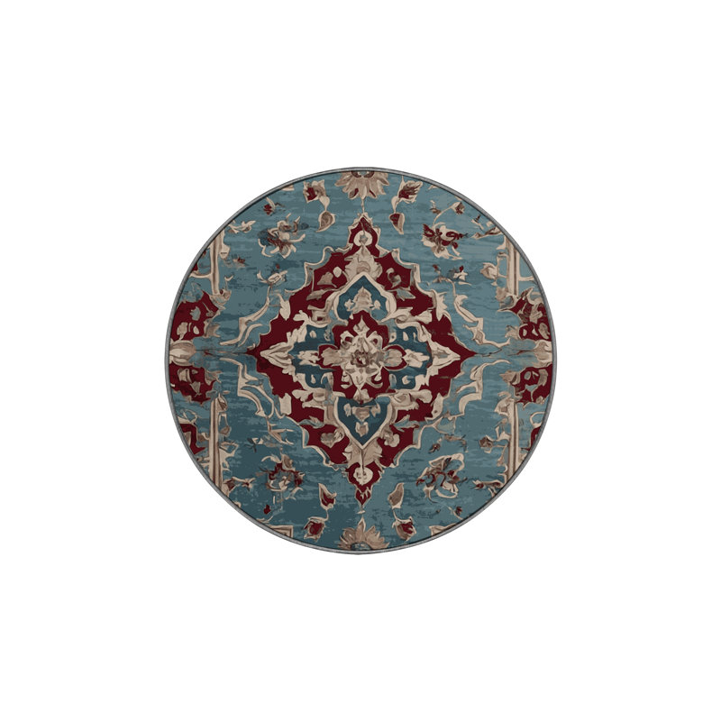 Machine Washable Gray Area Rug, Round 7'