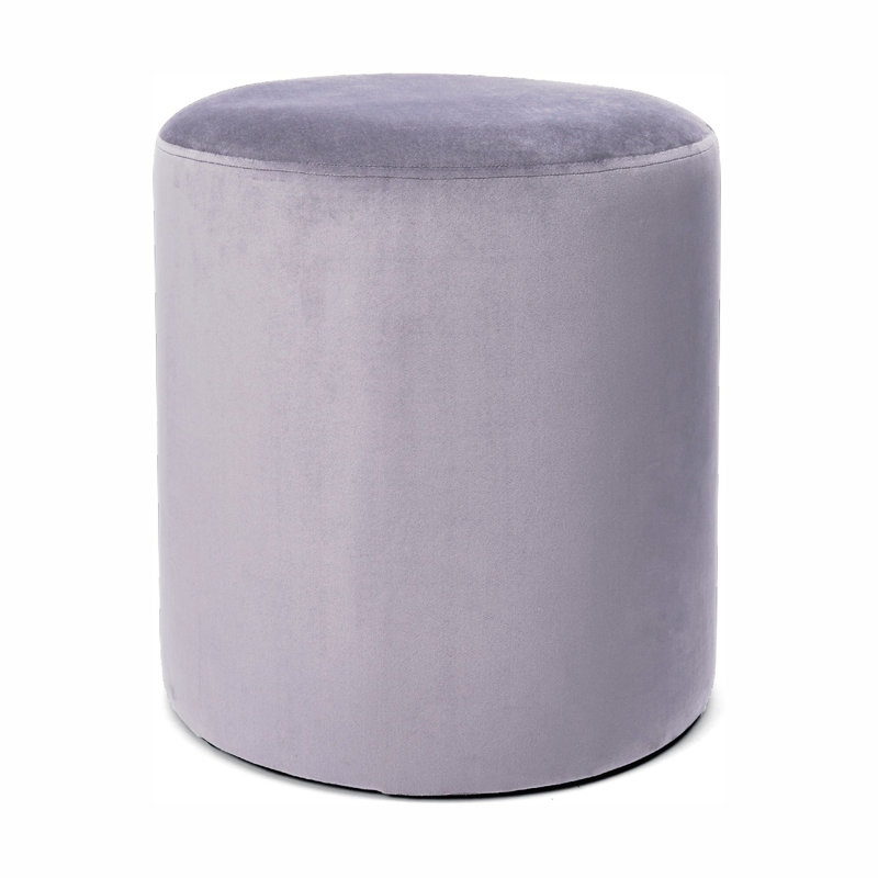 Hensel 28cm Wide Velvet Round Solid Colour Pouffe Ottoman, Silver