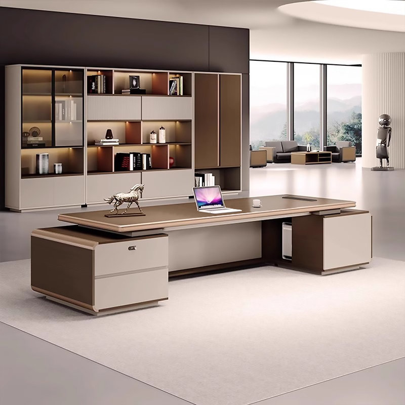 Bureau simple 110,24 "clair et luxueux brun, H 33,46 po x l 114,17 po x P 35,43 po
