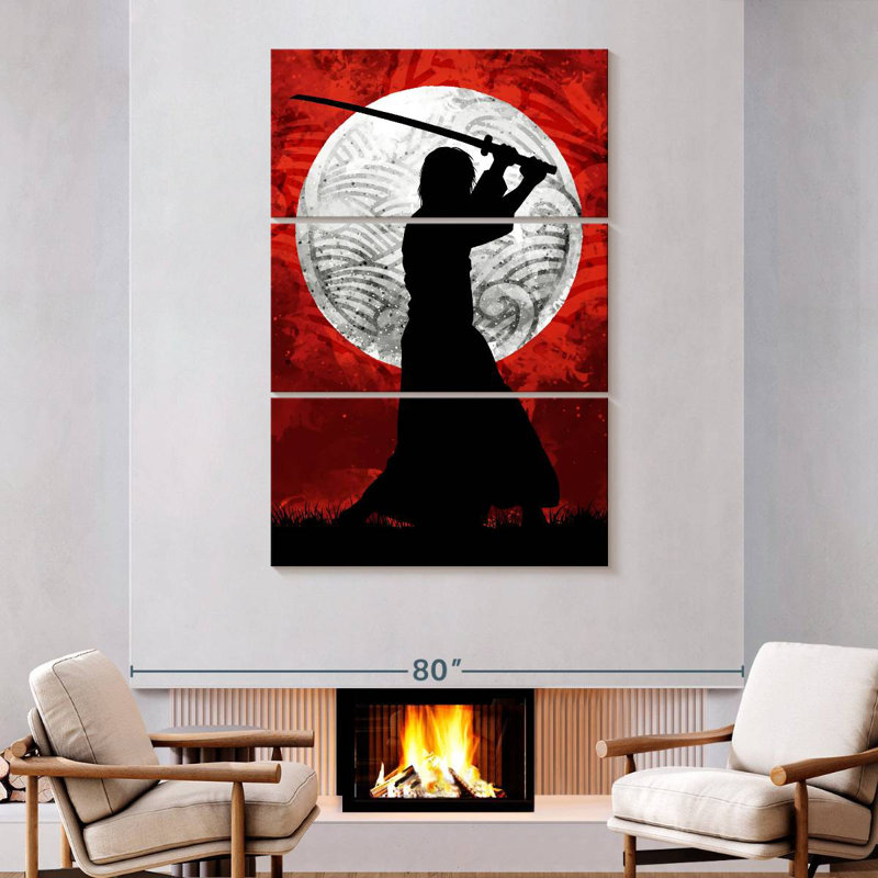 Leisha Samurai Moon Red, 74" H x 48" W