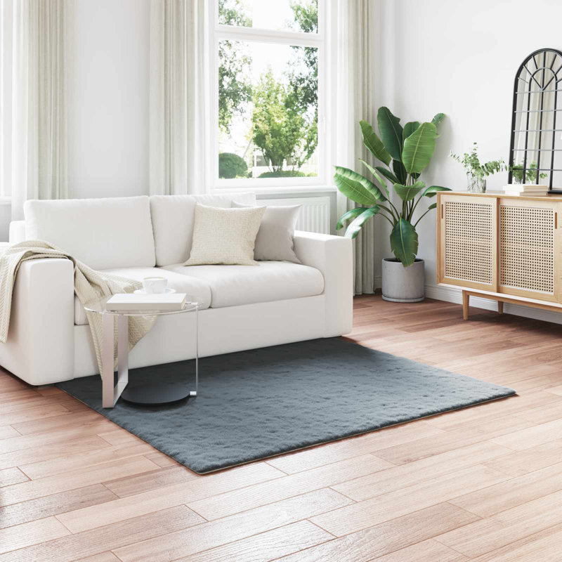  Faux Rabbit Fur Rug Olite Polyester, Anthracite, Square 120 cm