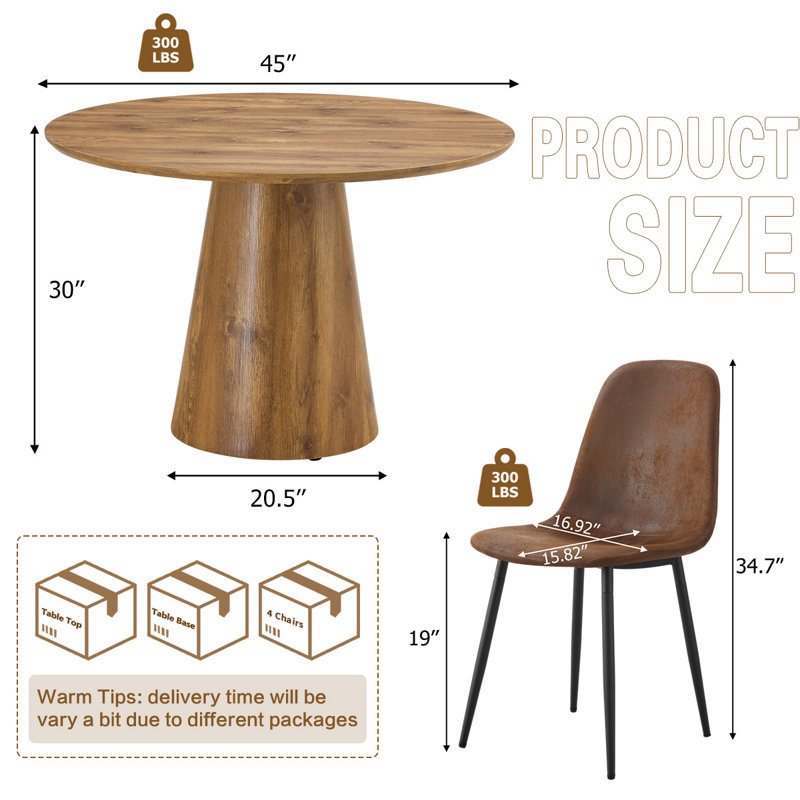 Hujsak Circular 45'' L x 45'' W Dining Set, 5