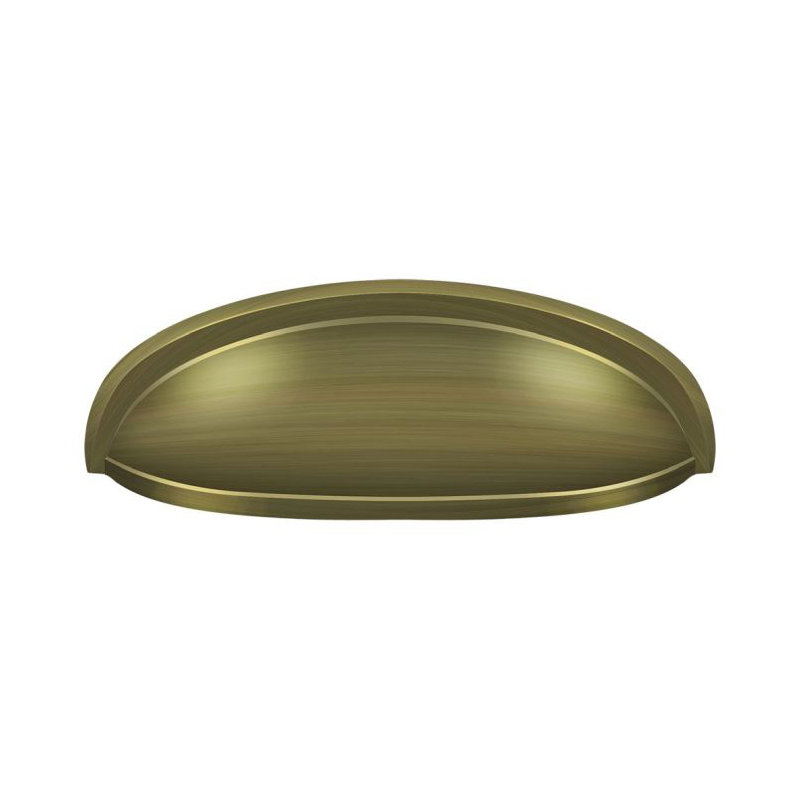 Poignée coquille allongée 4-1 / 2 po Deltana K407U5 en laiton antique, Laiton antique