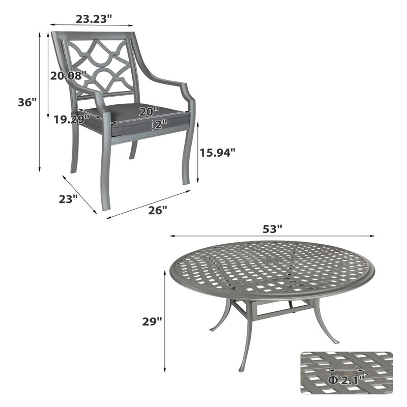 7 Piece Outdoor Patio Dining Set, Gray