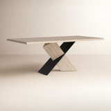 Lannis 79" Solid Oak Cross Leg Dining Table