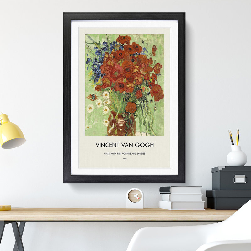 Still Life With Daisys by Vincent Van Gogh - Single Picture Frame Print, 48cm H x 36cm W x 2cm D, Black Framed