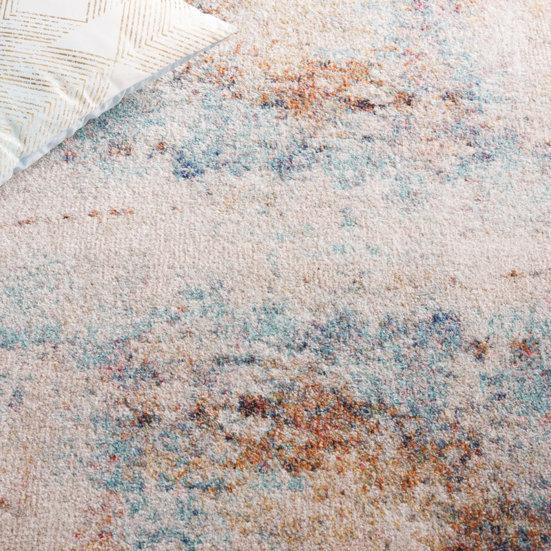 Tapis 506 turquoise / rose doré, Rond 6 pi 7 po