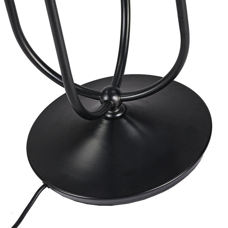 Lampadaire moderne à 4 lumières de 168 cm (66,14 po) avec abat-jour texturés et luminaires semi-circulaires.
