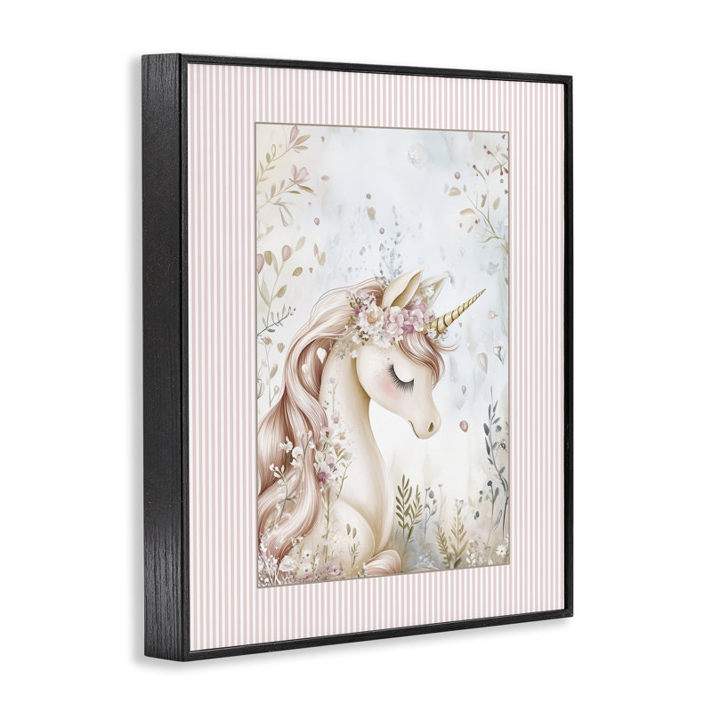 Giclée encadrée de licorne enchantée, design par Christine Simpson Art, Giclée noire de minuit encadrée, H 20 po x l 16 po