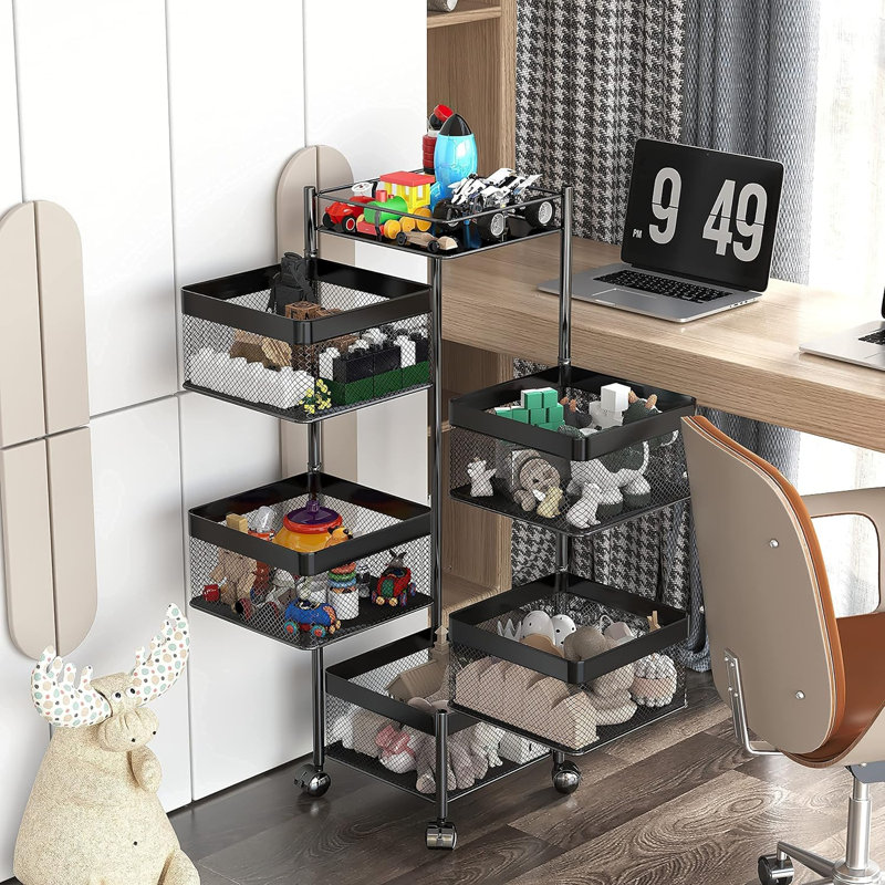 Panier à fruits et légumes pour la cuisine sans assemblage R Support de rangement rotatif, tablette de salle de bain, organisateurs de cuisine et chariot de rangement sur roulettes