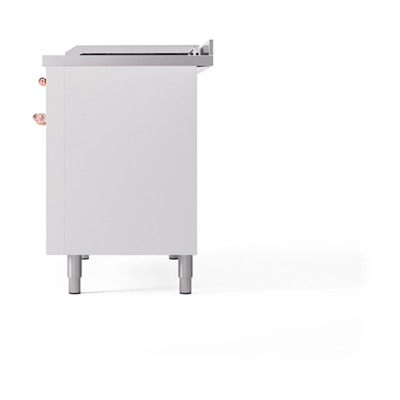 ILVE Nostalgie II Noblesse 48 in Dual Fuel Range, 5 Burner, Griddle, Frenchtop, White/Copper, Liquid Propane