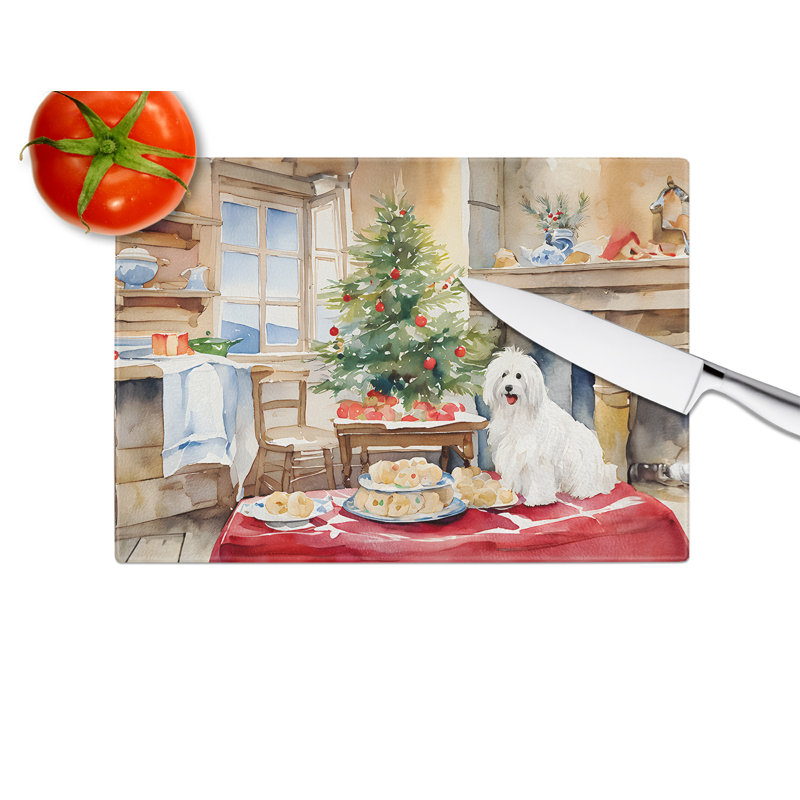 Coton De Tulear Christmas Cookies Glass Cutting Board