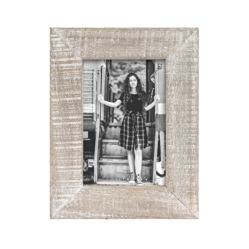 Cadre photo antique en bois fait à la main, Blanc rustique
