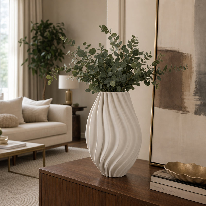 Vase décoratif décoratif en porcelaine pour décoration intérieure, H 16 po x l 10 po x P 10 po