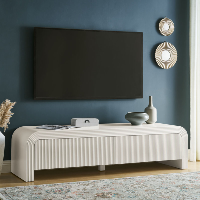 Waterflute 68" Fluted TV Stand, Ivory