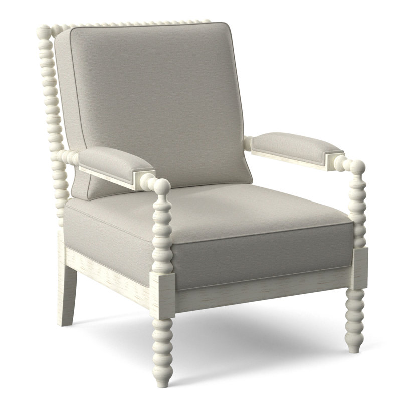 Fauteuil Jamilla Sabrina, Blanc givré antique, Tissu blanc performance 0851-94