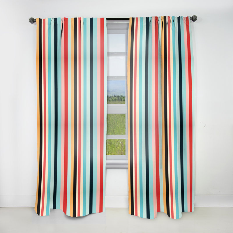 Rideau obscurcissant rayé bleu et rouge Adventure - 1 panneaux, L 52 po x L 95 po