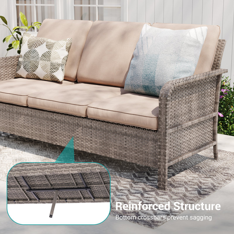 Ensemble de canapé de patio 5 pièces avec repose-pieds, Sable