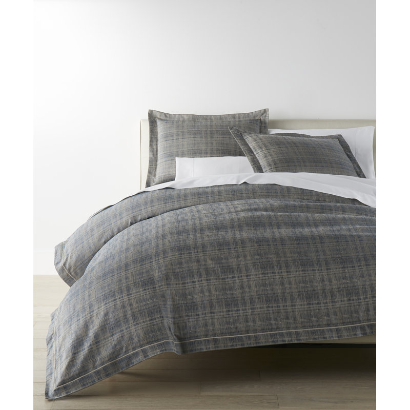 Biagio Standard Cotton Reversible Modern & Contemporary Duvet Cover, King Duvet Cover, Blue