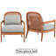 Fauteuil d'appoint 2 pièces Mid-Century moderne avec dossier en rotin et coussin en bois massif-658577523