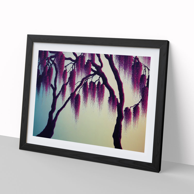 Dashing Weeping Willow Trees - Single Picture Frame Print, Black