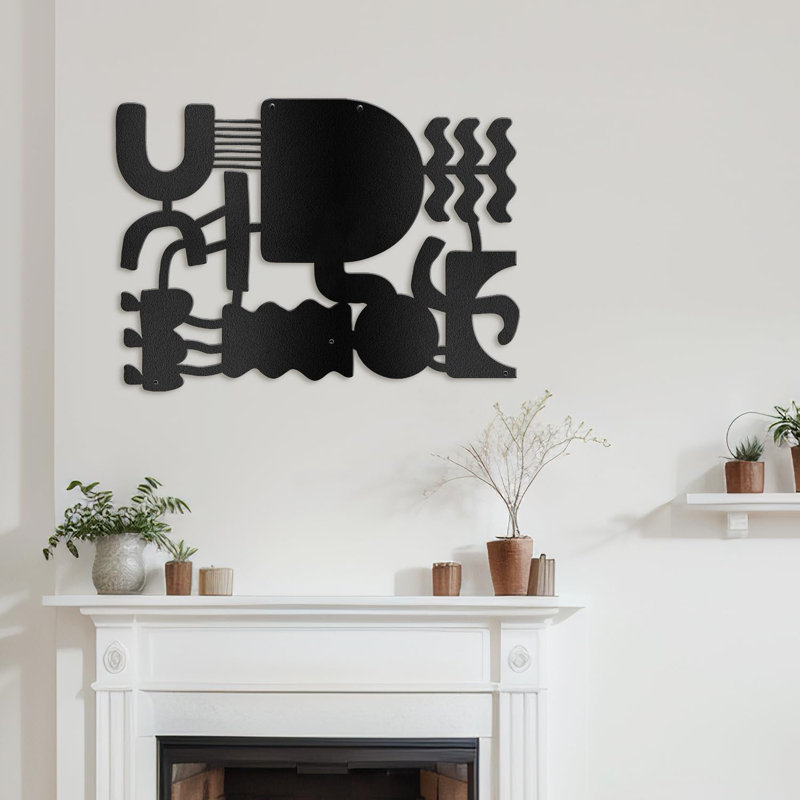 Décoration murale en métal, H 24 po x l 36 po x P 0,05 po, Noir