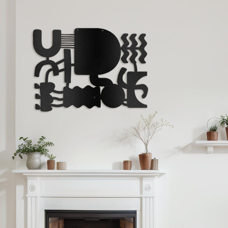 Décoration murale en métal, H 12 po x l 18 po x P 0,05 po, Noir