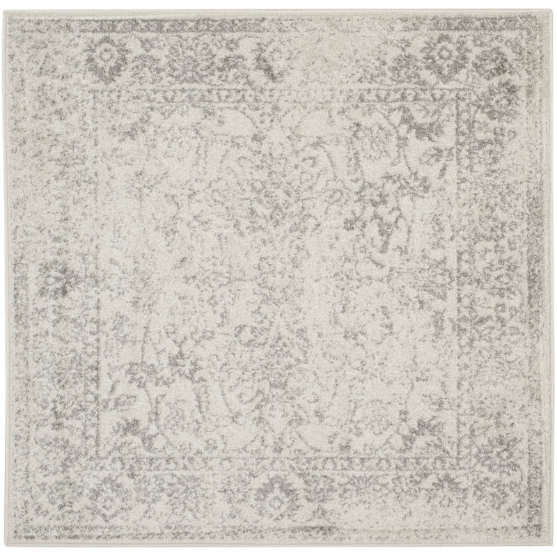 Stromsburg Floral Area Rug, Square 122cm, Ivory