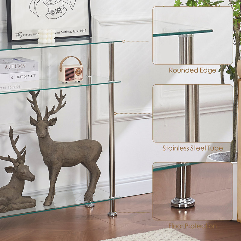 Demya 75cm Glass Top Console Table