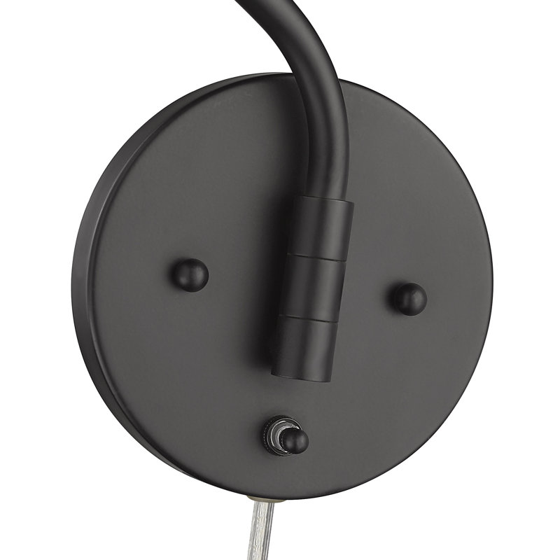 Swanage Steel Swing Arm Sconce, Woven Sweet Grass, Matte Black