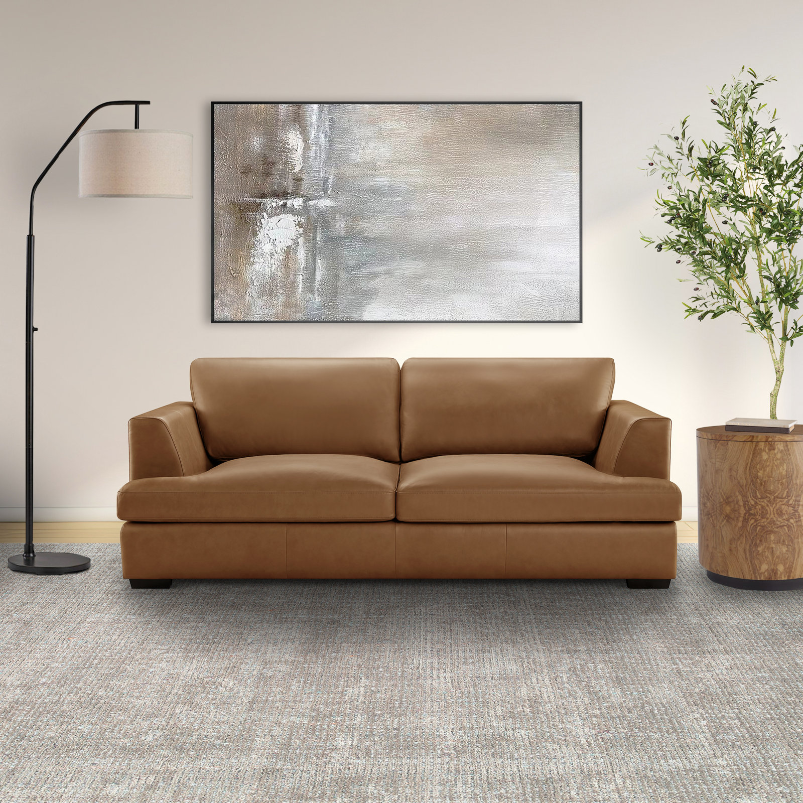 Braiden Leather Sofa, Camel, Camel