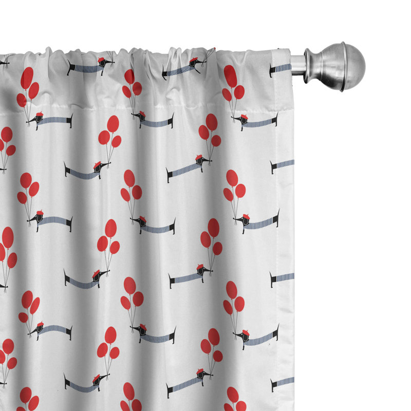 Dachshund Semi-Sheer Rod Pocket Curtain Panels, 28" x 84"