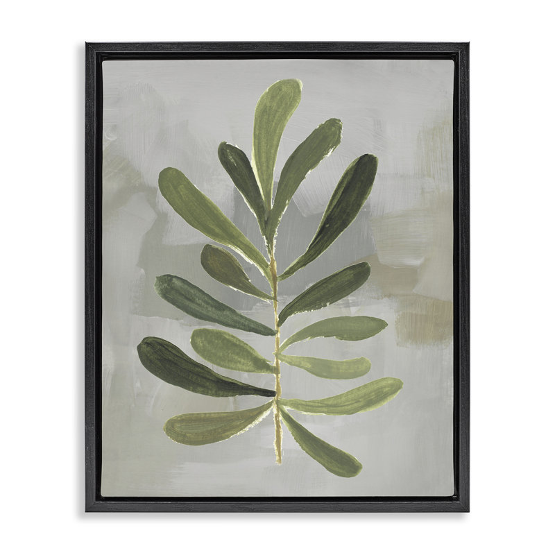 Cadre flottant simple branche verte, conception par Lanie Loreth, Cadre flottant noir de jais, H 21 po x l 17 po