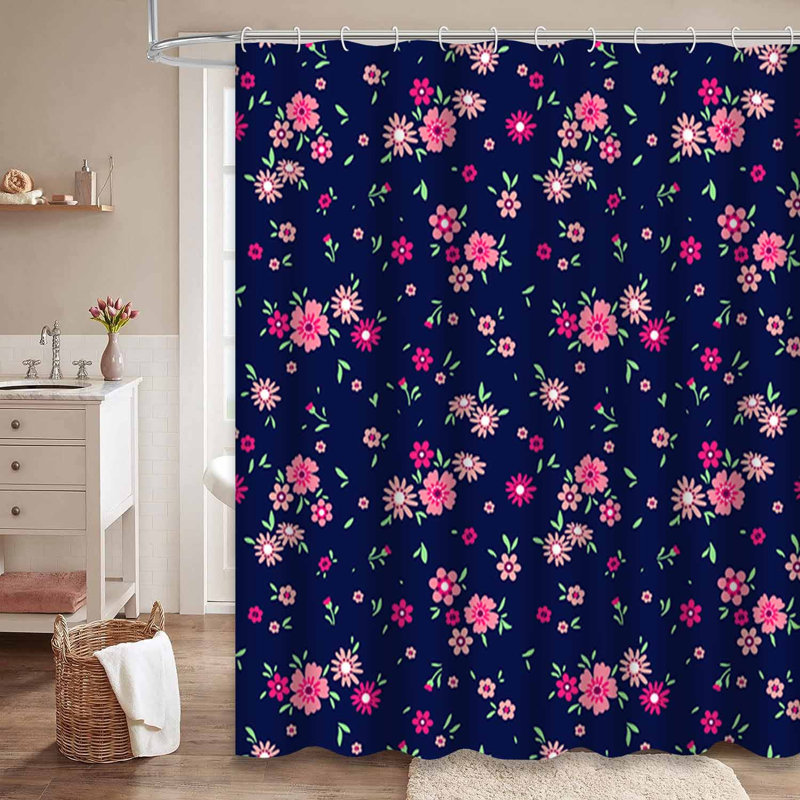 Rideau de douche rétro avec 12 crochets, L 72 po x l 72 po