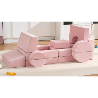 Canapé modulaire pour enfants 14 pièces, canapé modulaire pour enfant, ensemble de jeu polyvalent pour blocs de construction pour tout-petits pour chambre de jeu, mousse convertible et coussin de plancher pour les cadeaux des garçons et des filles