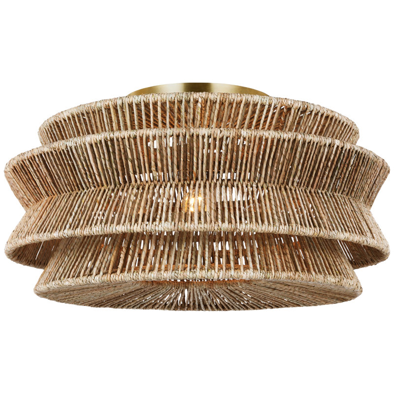 Antigua 3 - Light Semi Flush Mount, 15.75" H x 30" W x 30" D, 3 - Lights, Antique-Burnished Brass