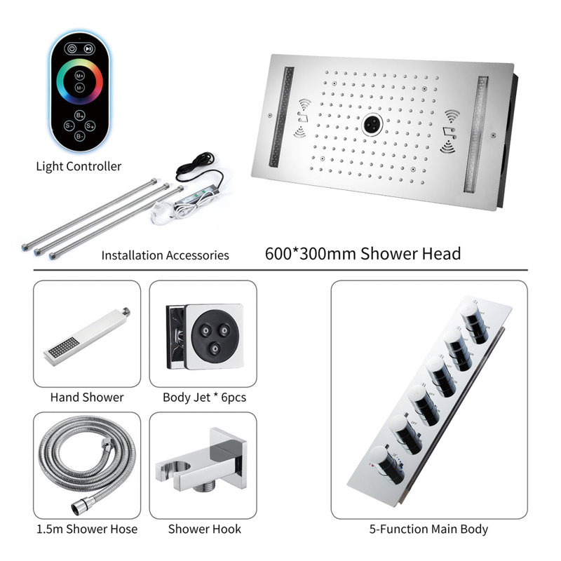 Thermostatic All-In-One Kit with Rough in-Valve, Chrome