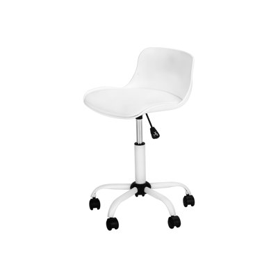 Siège d'ordinateur contemporain ergonomique - blanc, hauteur de siège réglable, chaise de bureau pivotante à 360 degrés pour le design, aspect cuir blanc